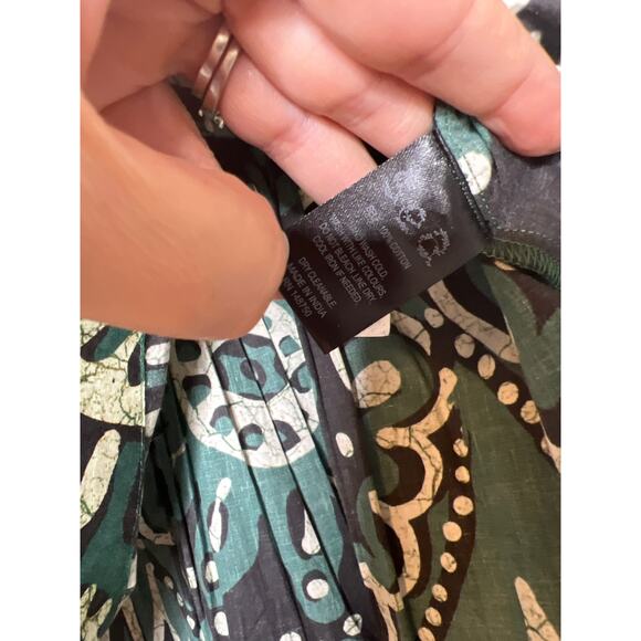 NEW Sea New York Charlough Cotton Split Neck Flutter Sleeves Top in Green/Black - Picture 5 of 7